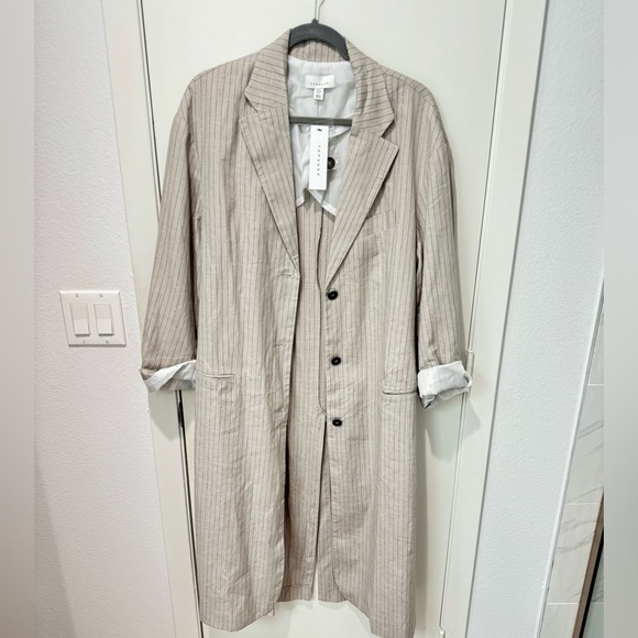 NWT Topshop pinstripe long blazer jacket - Picture 1 of 4